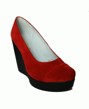 Женские туфли на платформе из натурального замша красного цвета
