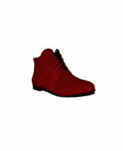 Красные женские ботинки на шнуровке из натурального замша