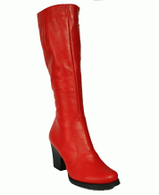 Стильные женские сапоги на каблуке из красной кожи